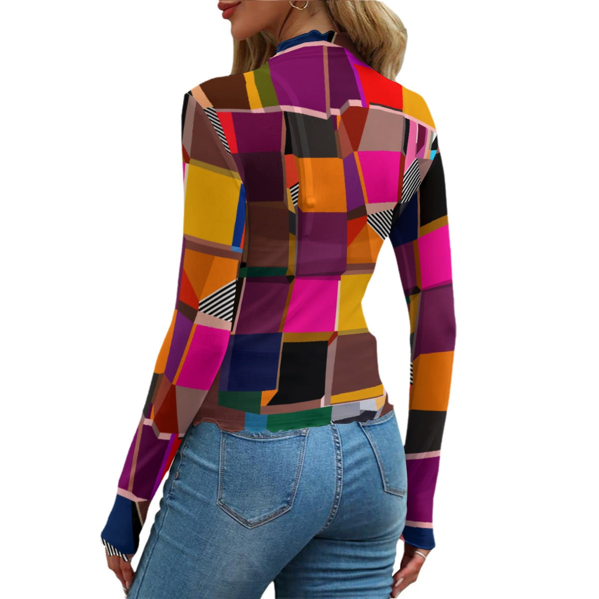 Mesh Top Long Sleeve | Colorful Sheer Mesh Top for Women