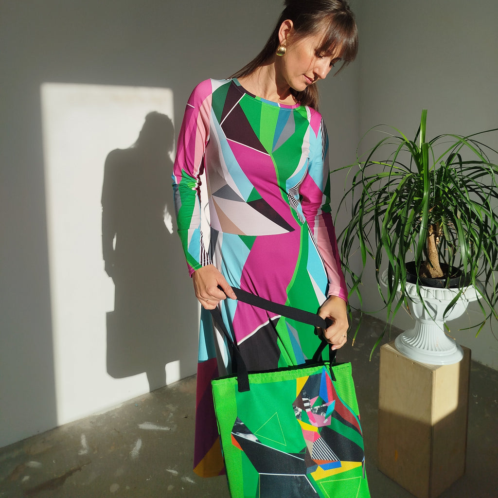 Green Abstract Tote bag | Colorful Tote bag for beach | Summer Bag