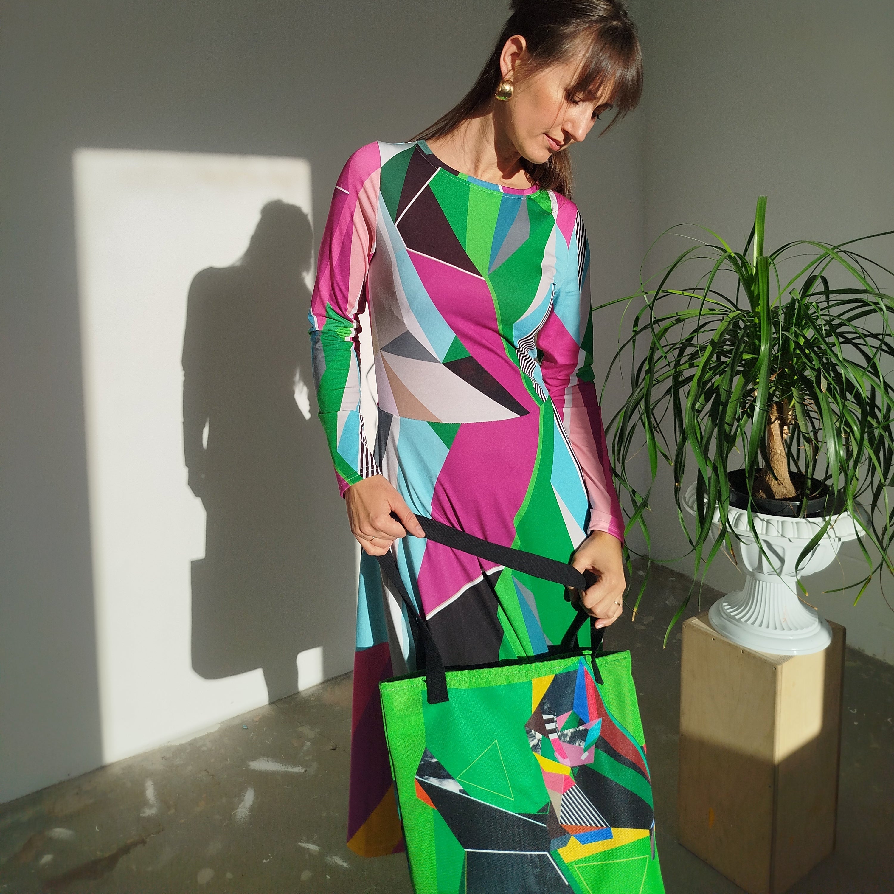 Green Abstract Tote bag | Colorful Tote bag for beach | Summer Bag