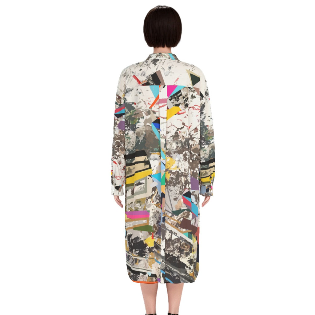 Relaxed Shirt Dress | Abstract Print Shirt Dress | Casual Shirt Dress