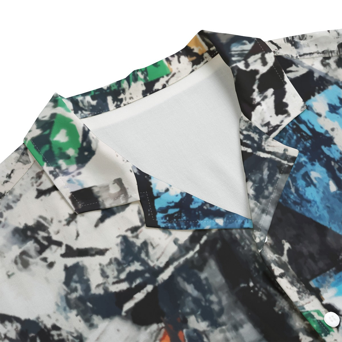 Black White Hawaiian Shirt with Colorful Accents - Artistic Rayon Shirt