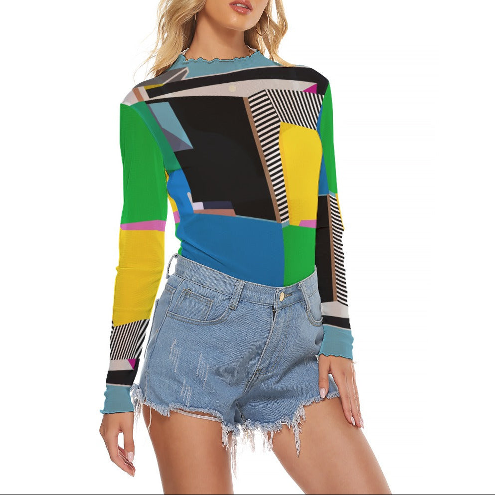 Mesh Top Long Sleeve | Colorful Mesh Top for Women | Summer Party outfit