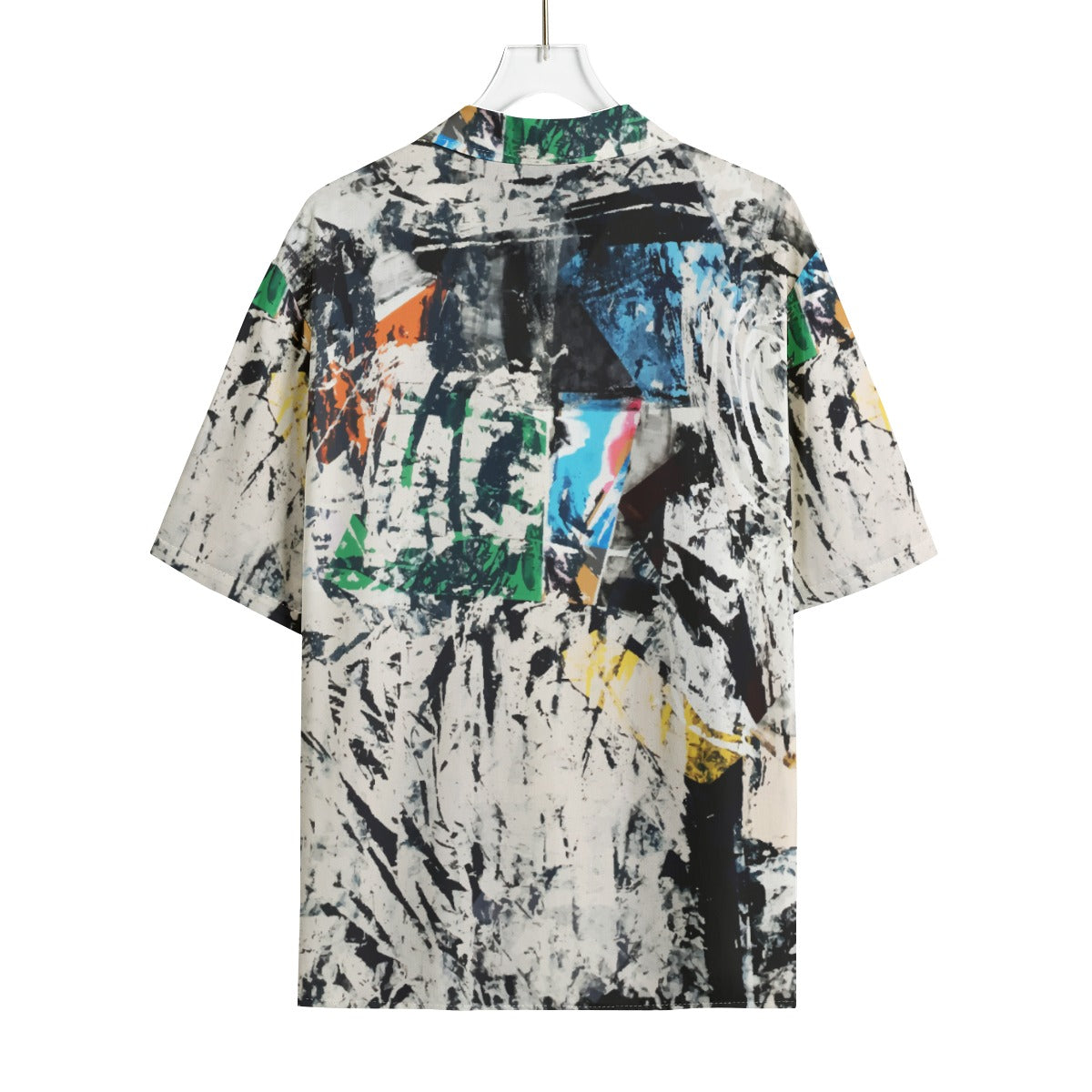Black White Hawaiian Shirt with Colorful Accents - Artistic Rayon Shirt