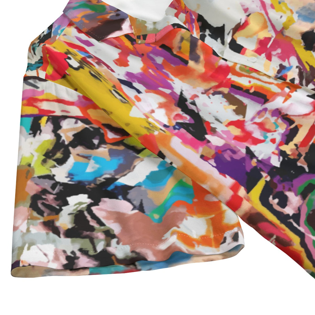 Colorful Artistic Hawaiian Shirt - Vibrant Rayon Summer Shirt for Men