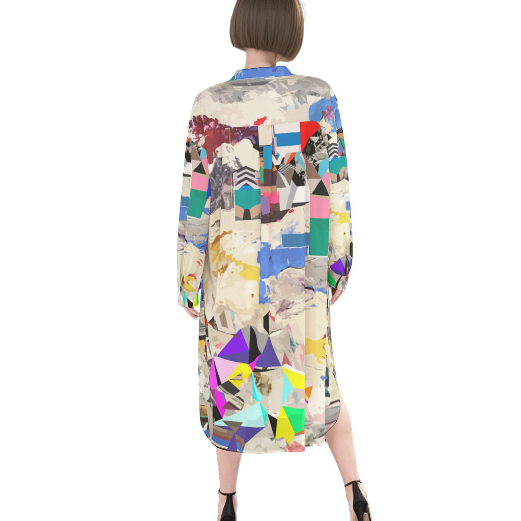 Colorful Button Down Dress | Flowing Shirt Dress | Long Button Down Shirt Dress