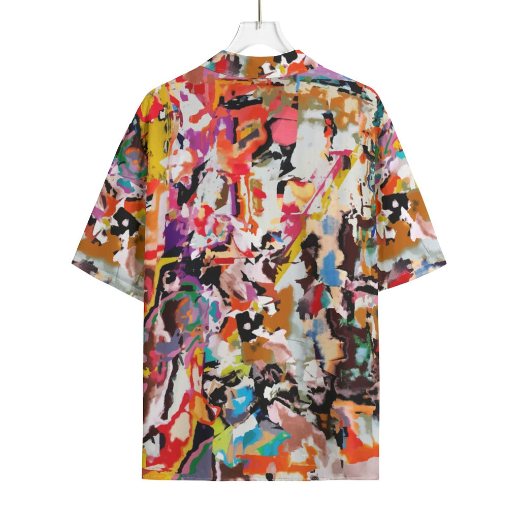 Colorful Artistic Hawaiian Shirt - Vibrant Rayon Summer Shirt for Men