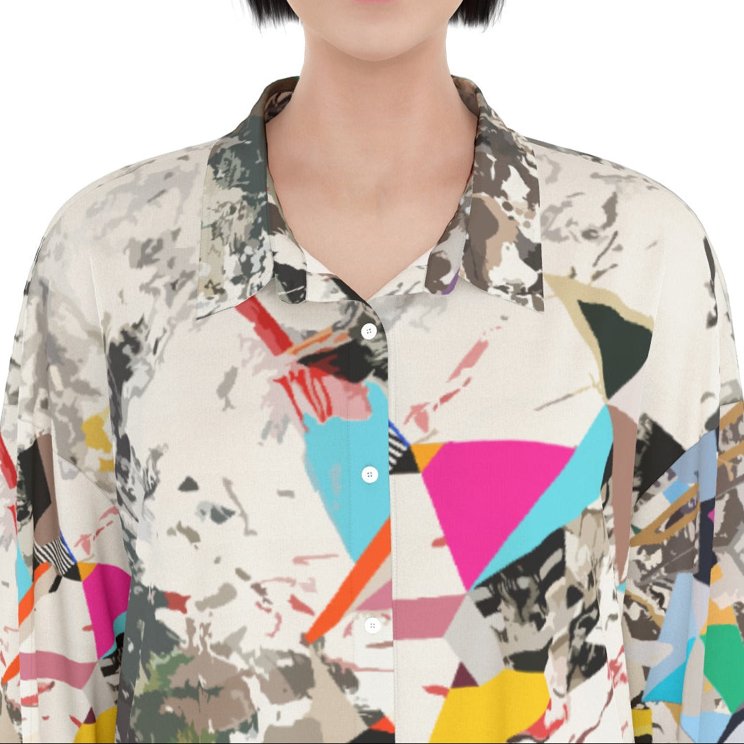 Relaxed Shirt Dress | Abstract Print Shirt Dress | Casual Shirt Dress