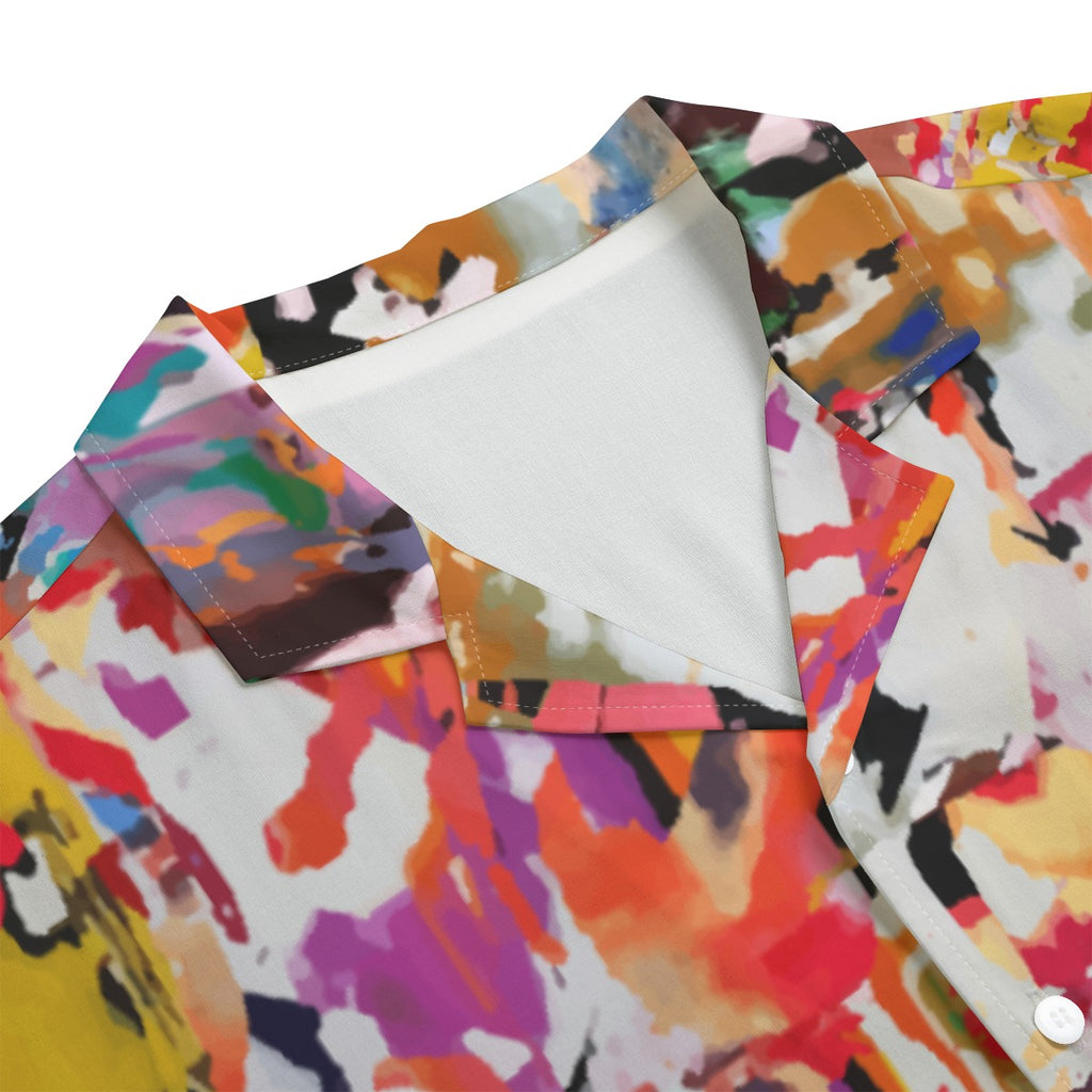 Colorful Artistic Hawaiian Shirt - Vibrant Rayon Summer Shirt for Men