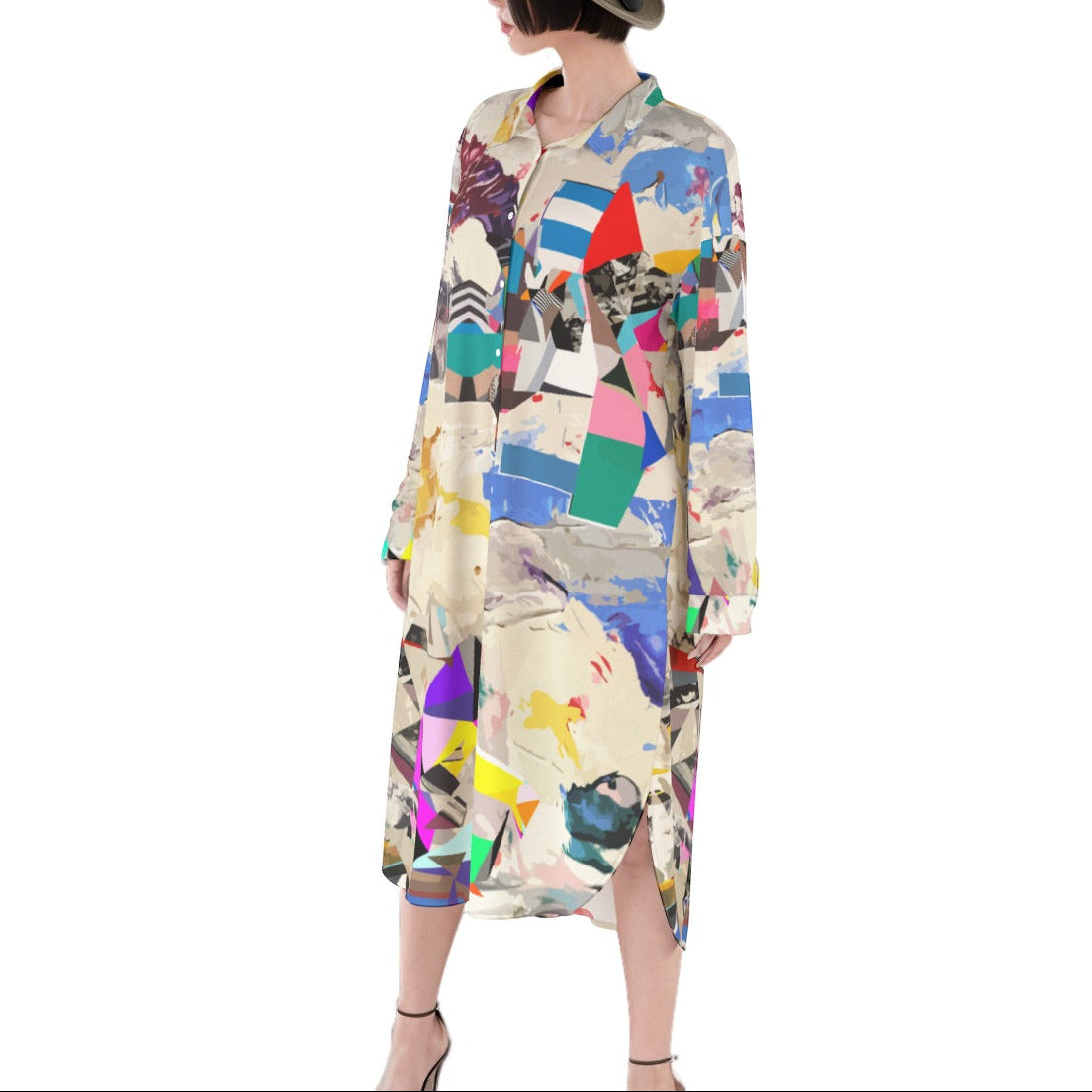 Colorful Button Down Dress | Flowing Shirt Dress | Long Button Down Shirt Dress