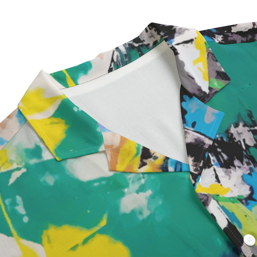 Colorful Hawaiian Rayon Shirt - Men's Artistic Summer Shirt