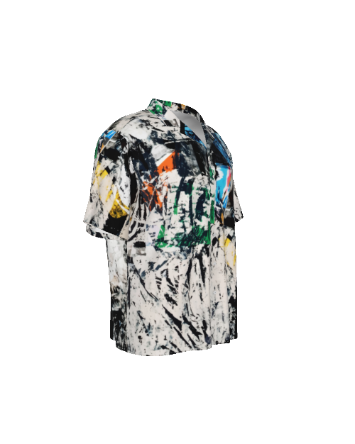 Black White Hawaiian Shirt with Colorful Accents - Artistic Rayon Shirt