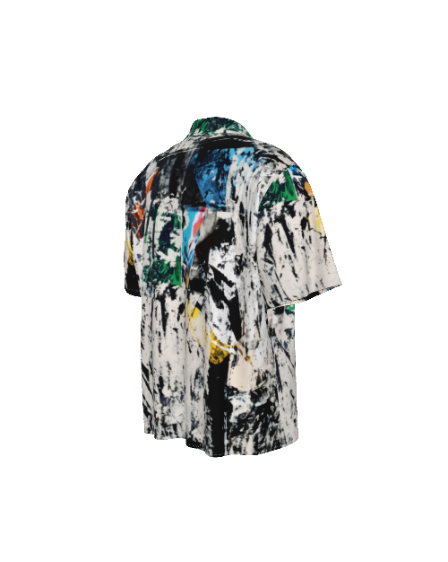Black White Hawaiian Shirt with Colorful Accents - Artistic Rayon Shirt