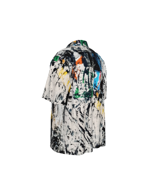 Black White Hawaiian Shirt with Colorful Accents - Artistic Rayon Shirt