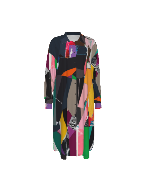 Women's Long Shirt Dress | Button Down Shirt Dress colorful | Artistic Abstract Dress