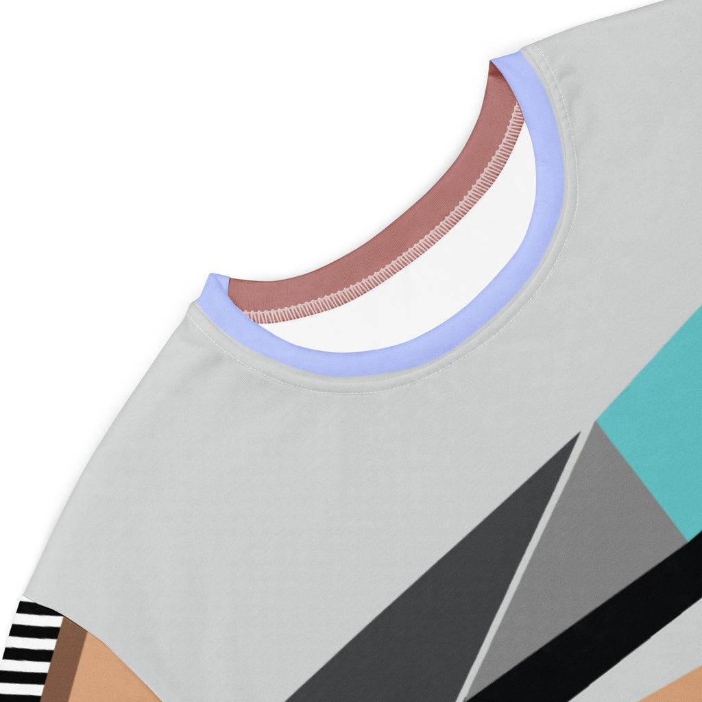 Close-up detail of vibrant pink colorblock t-shirt dress with stripes, stylish casual and event-ready outfit for women