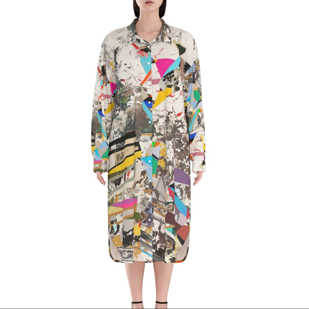 Abstract Printed Shirt Dress for women