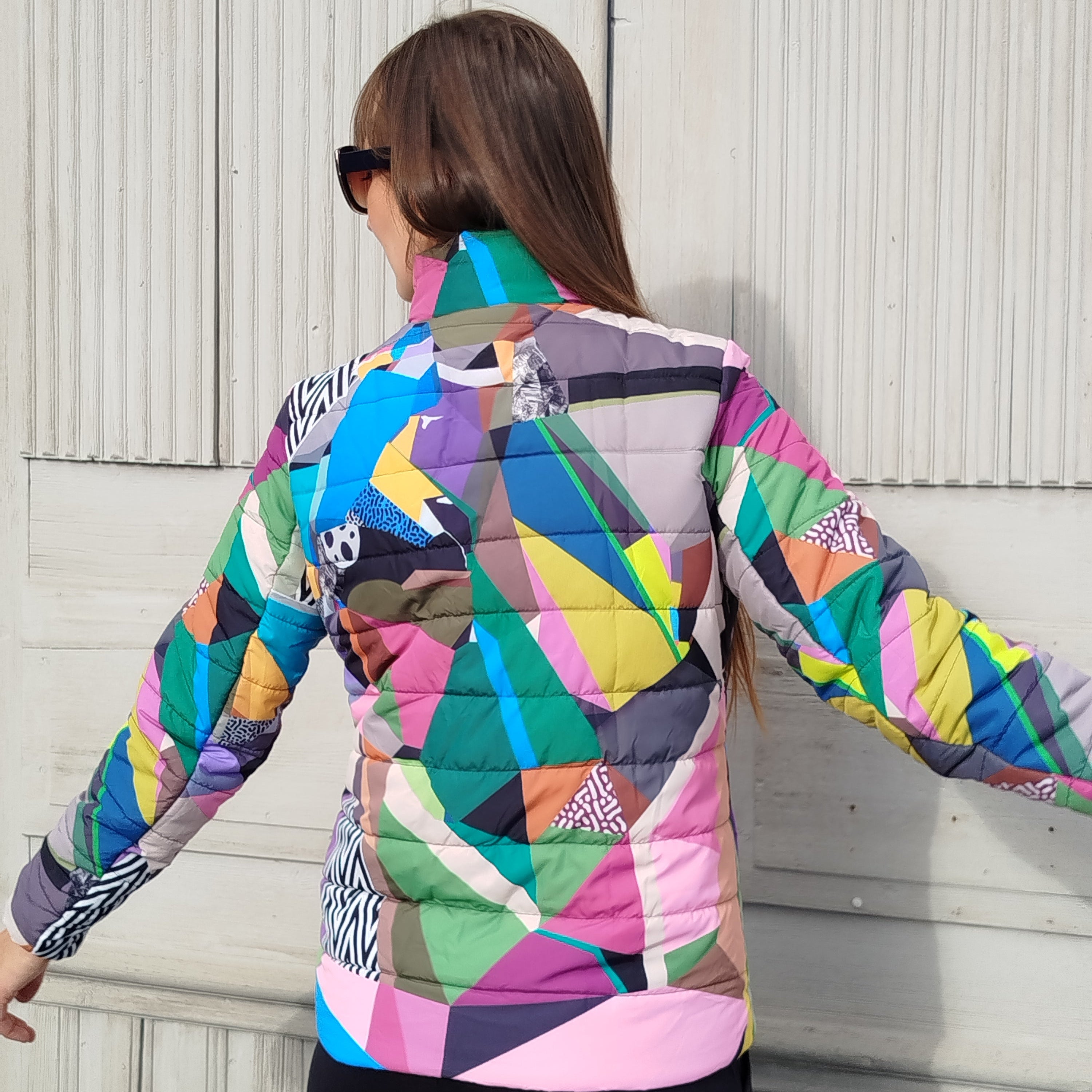 Colorful Puffer Jacket for Women | Multicolored Coat | Unique Puffer Jacket Women
