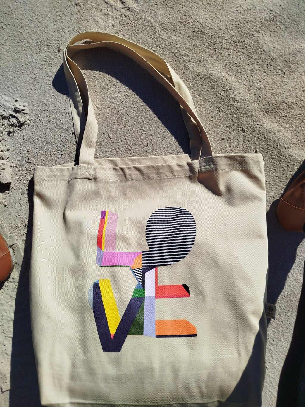 Eco Friendly Tote Bags | Aesthetic Graphic Organic Cotton LOVE Shoulder Bag, Unique Romantic Gift for Her