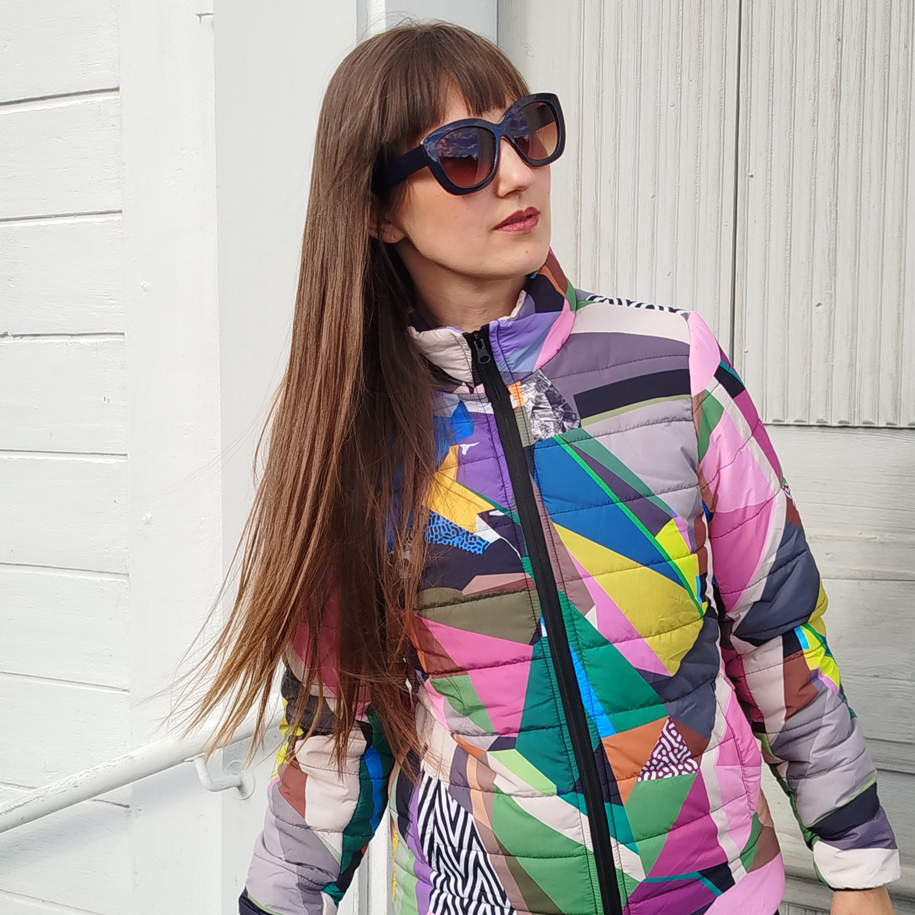 Colorful Puffer Jacket for Women | Multicolored Coat | Unique Puffer Jacket Women
