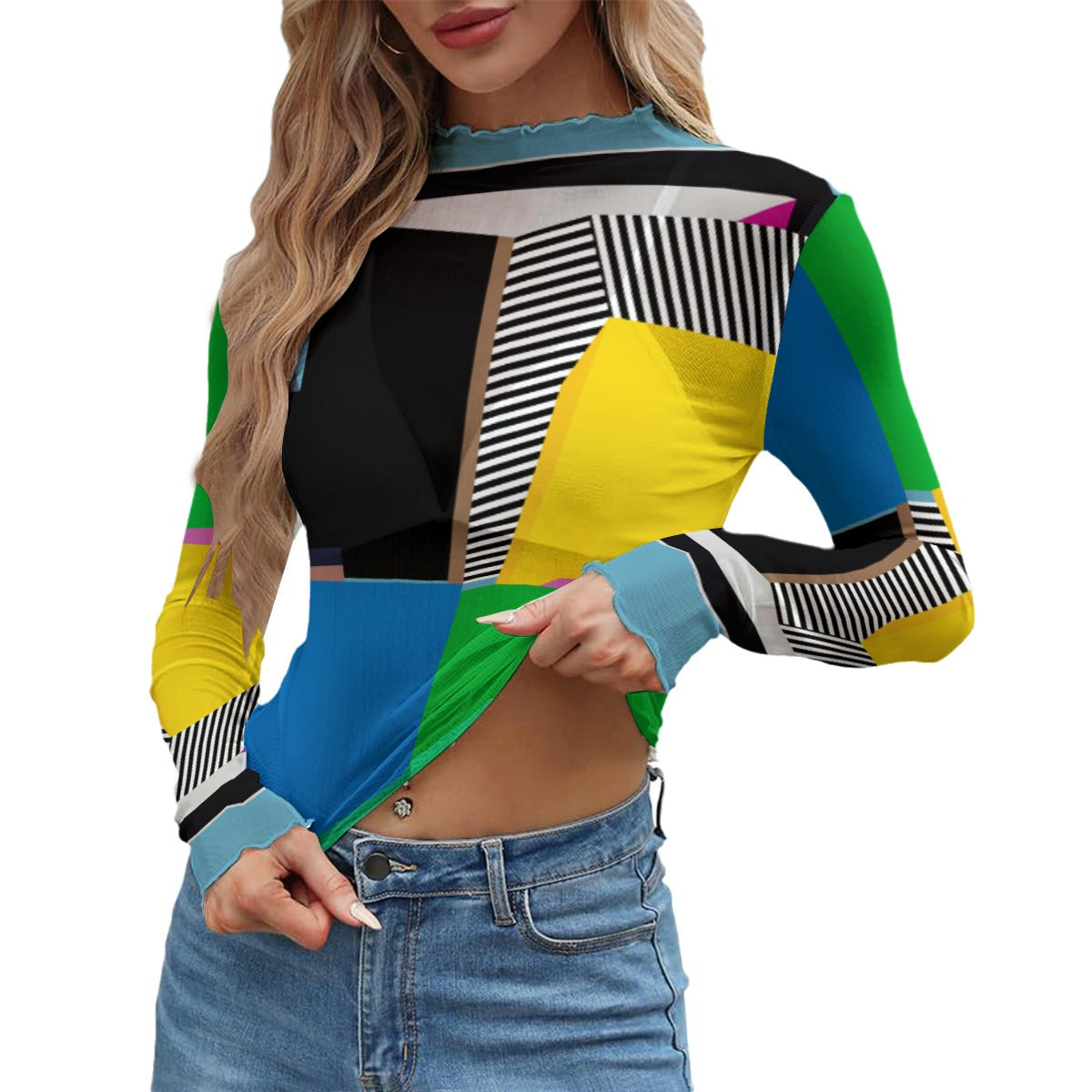 Mesh Top Long Sleeve | Colorful Mesh Top for Women | Summer Party outfit
