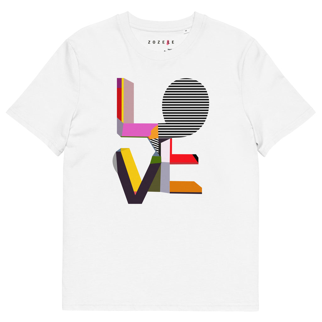 LOVE art print graphic tee in White — artist-designed organic cotton T-shirt by ZOZELE
