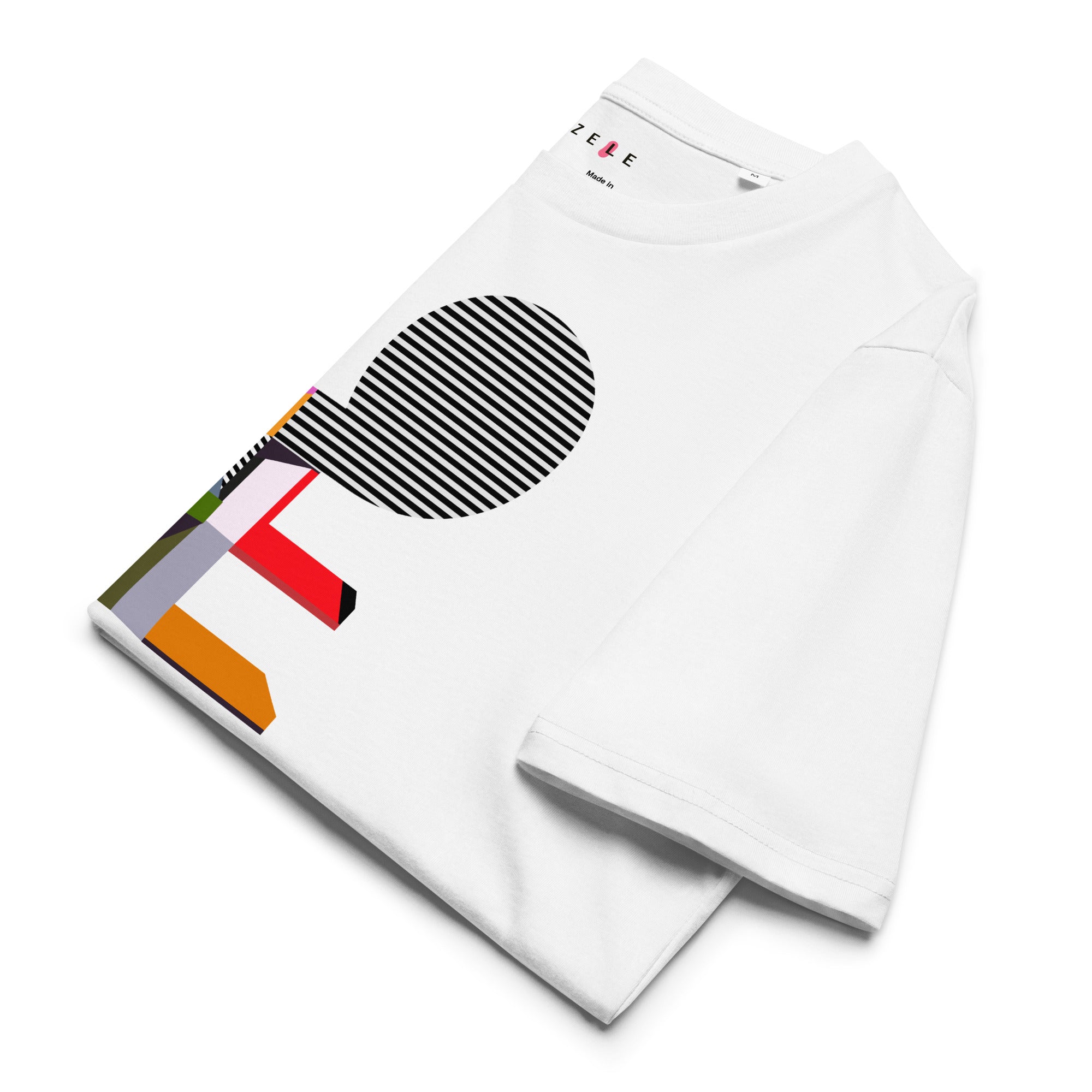 LOVE art print graphic tee in White — artist-designed organic cotton T-shirt by ZOZELE
