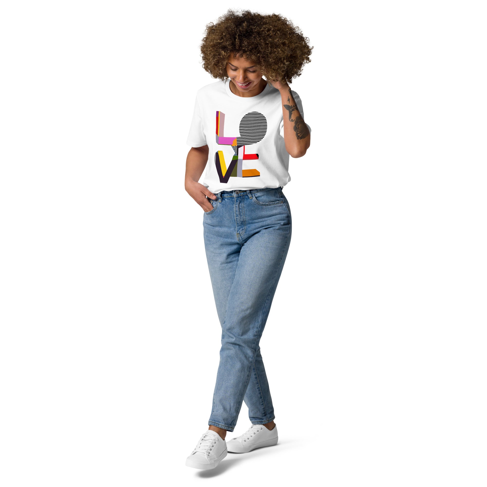 LOVE art print graphic tee in White — artist-designed organic cotton T-shirt by ZOZELE
