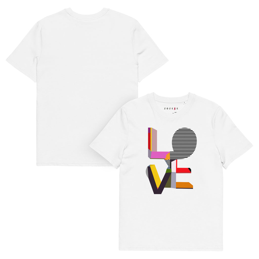 LOVE art print graphic tee in White — artist-designed organic cotton T-shirt by ZOZELE
