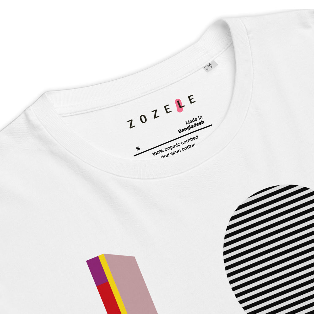 LOVE art print graphic tee in White — artist-designed organic cotton T-shirt by ZOZELE
